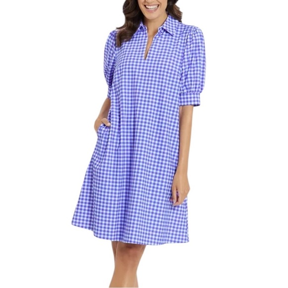 Jude Connally NEW Emerson Dress in Gingham Iris - Picture 1 of 7
